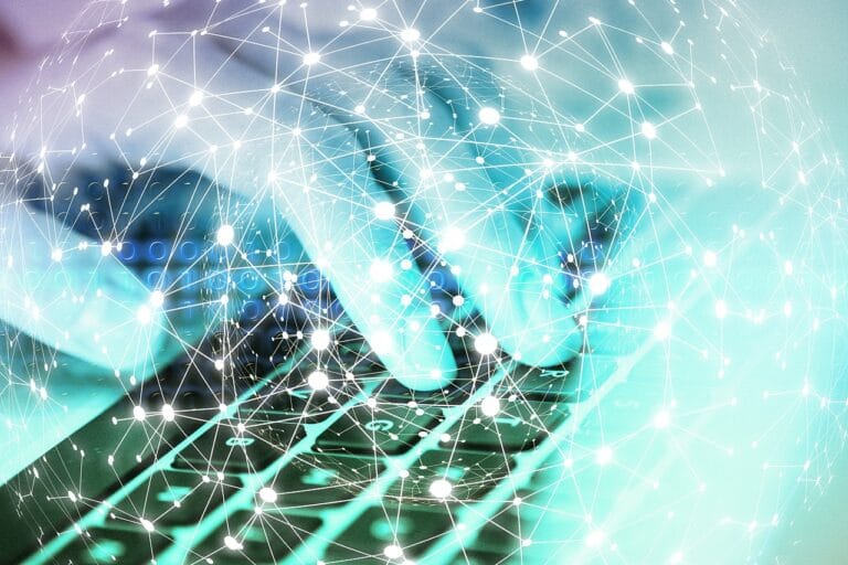 network, keyboard, hand, blockchain, globe, digitization, communication, worldwi