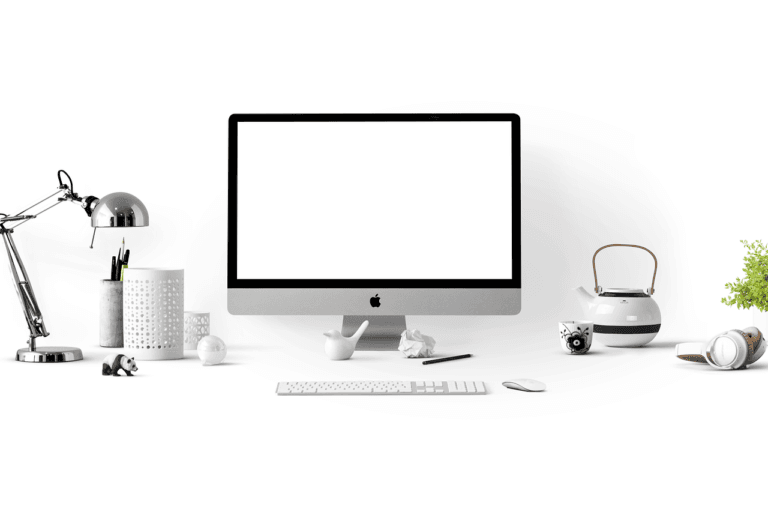 apple, computer, desk, workspace, work place, white, imac, desktop, apple device