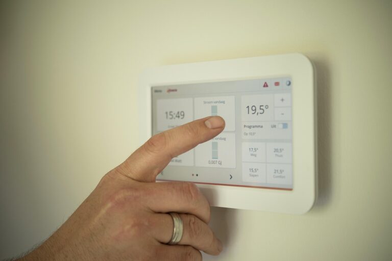 tablet, heating, man, pointing, manual, technology, person, male, computer, home