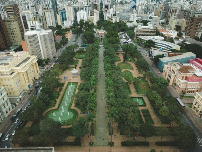 Discover the urban charm of Liberty Square in Belo Horizonte, Brazil, from above