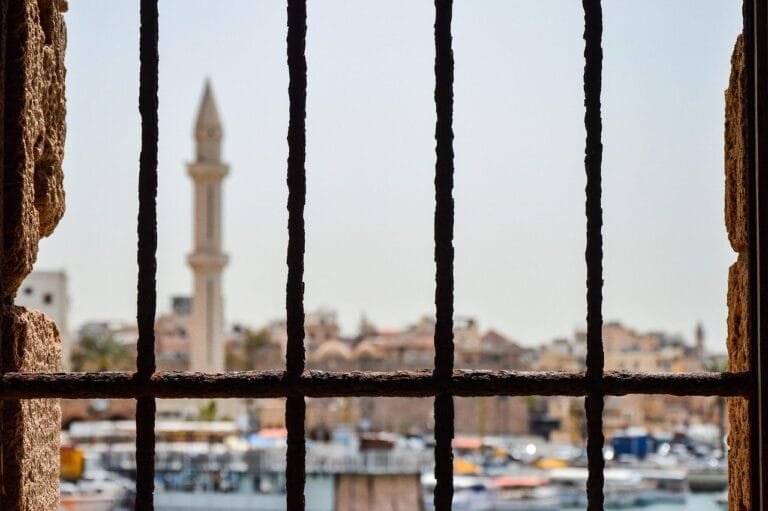 prison, bars, rusty, window, former, punishment, imprisoned, cell, cage, old, minaret, leb