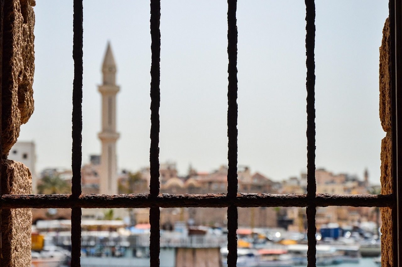 prison, bars, rusty, window, former, punishment, imprisoned, cell, cage, old, minaret, leb