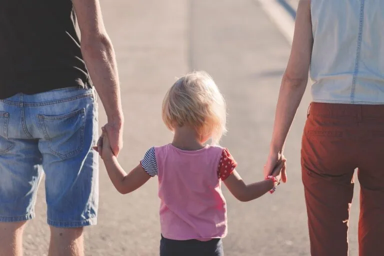 family, holding hands, parents, child, mother, father, little girl, daughter, together, pa