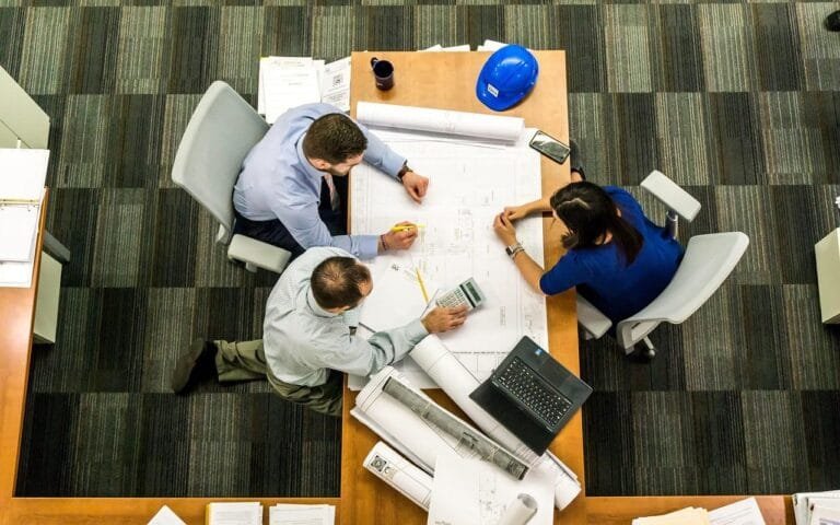 meeting, business, architect, office, team, plan, blueprints, teamwork, group, people, project, workplace, table, desk, 