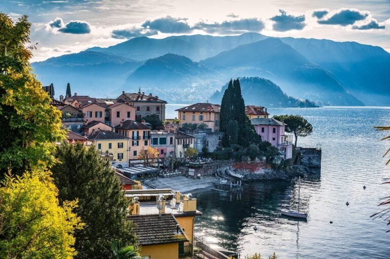 varenna, nature, italy, lake, lake como, como, village, mountain, trees, harbor