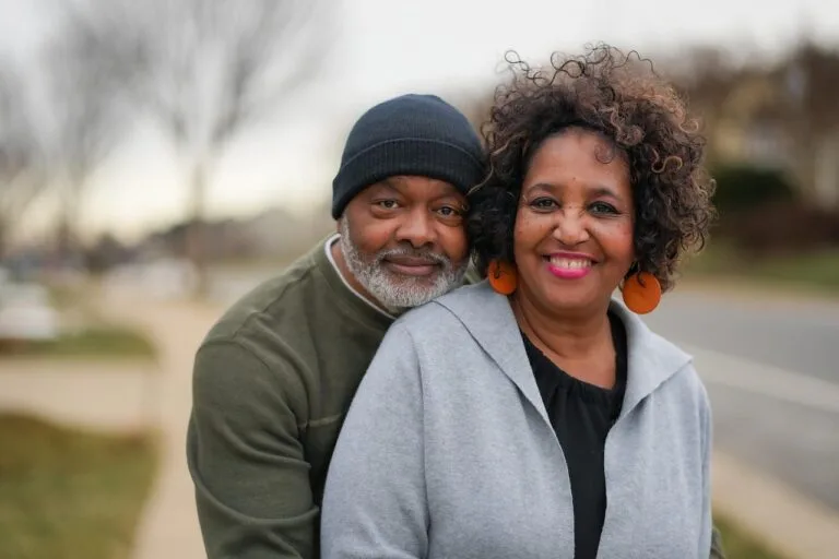 couple, seniors, happy, smile, elderly, portrait, man, woman, african american, couple, co