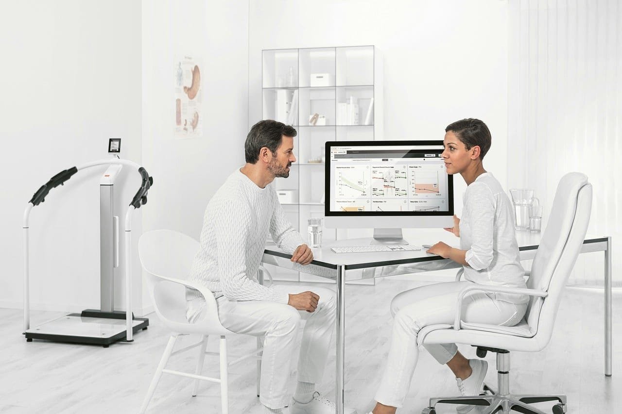 health, medical consultation, personal trainer, technology, doctor, patient, office, data