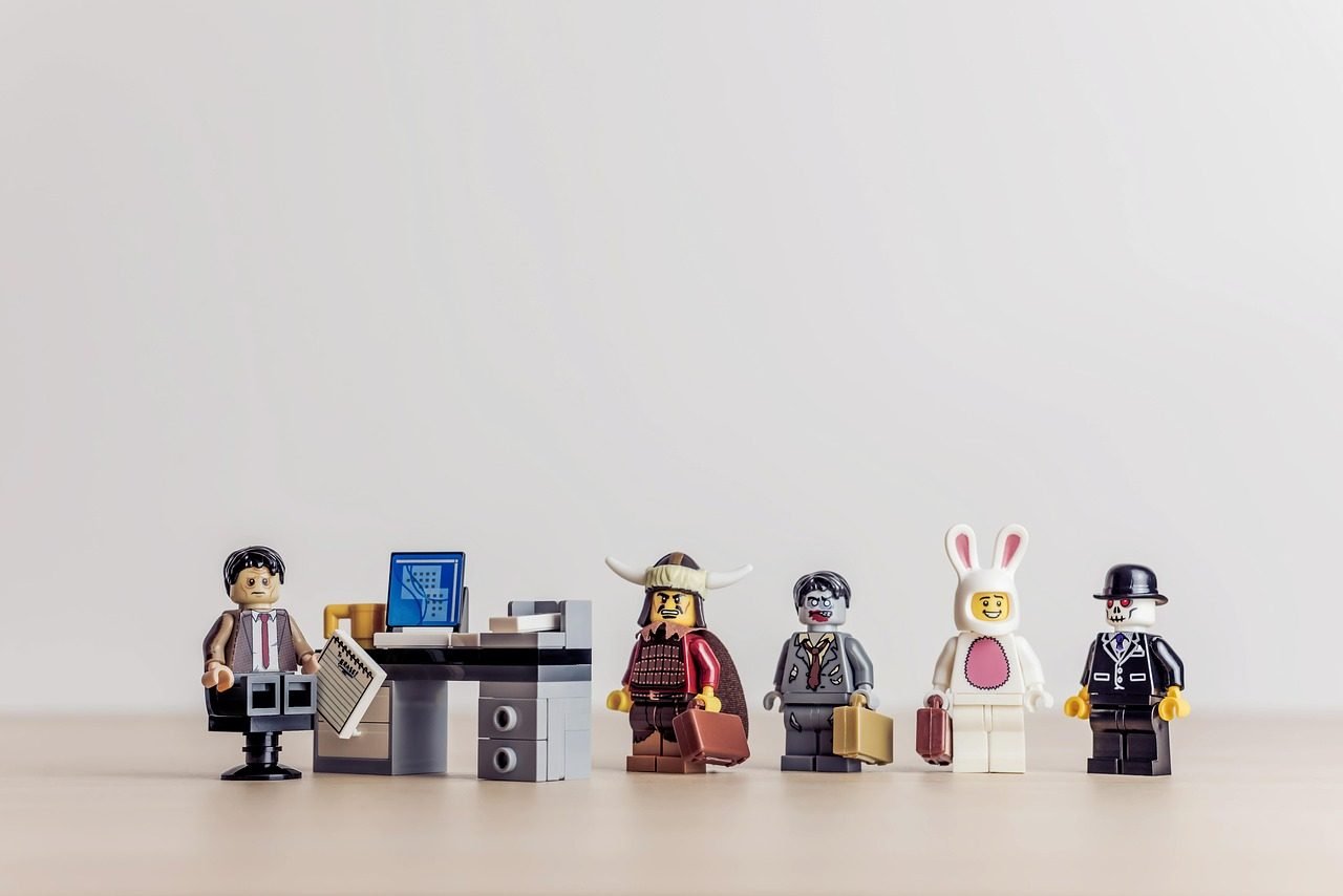 bunny, business, businessmen, career, client, desk, figure, figurine, frustrated, geek, gu