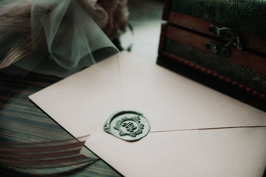 Documentos necessários para abrir um inventário 1 A sophisticated wedding invitation sealed with custom wax, ideal for elegant ceremonies.