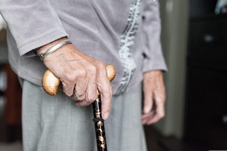 hands, cane, stick, elderly, old, wrinkles, senior, grandparent, clothing, gray, close-up