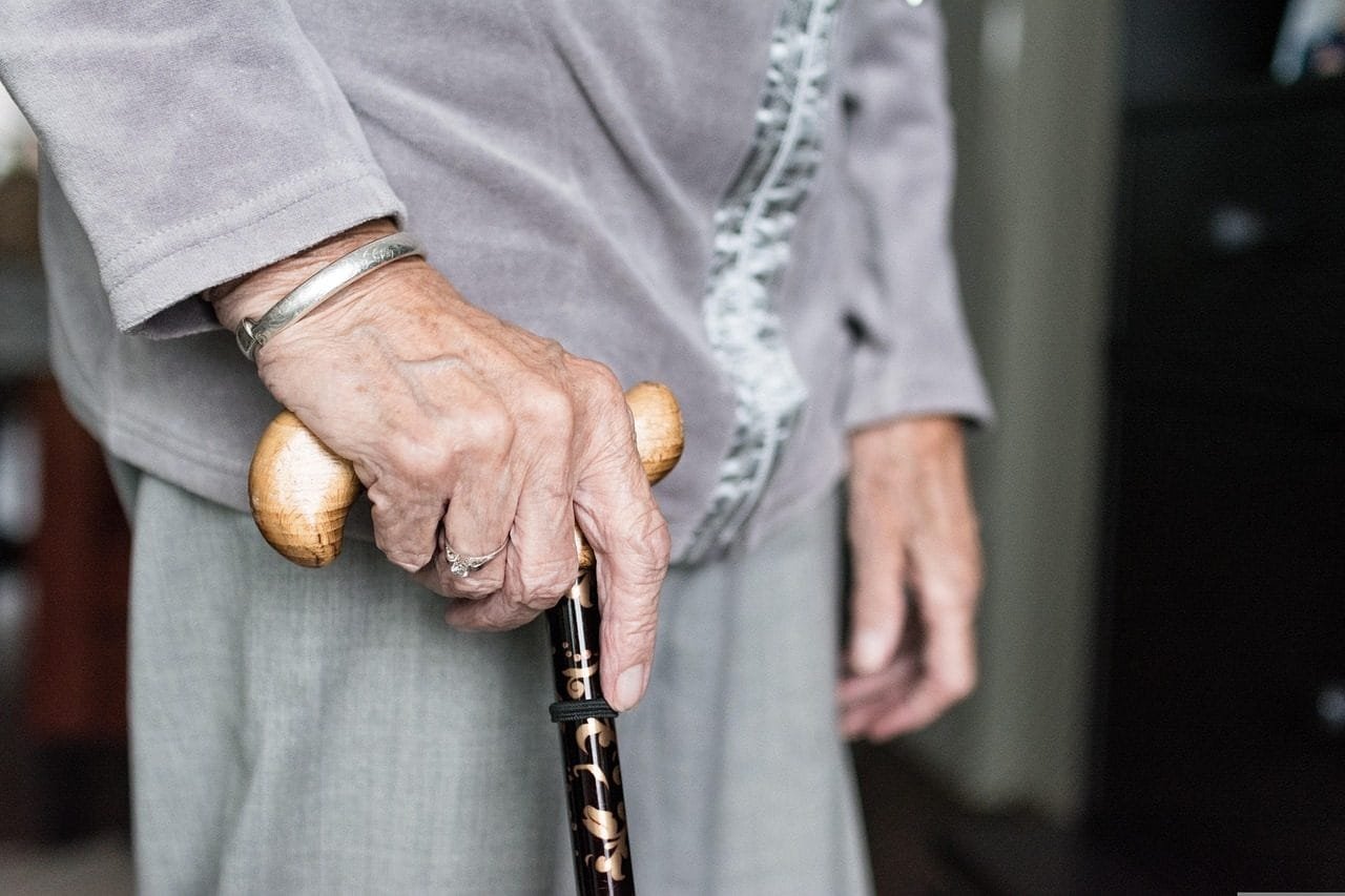 hands, cane, stick, elderly, old, wrinkles, senior, grandparent, clothing, gray, close-up
